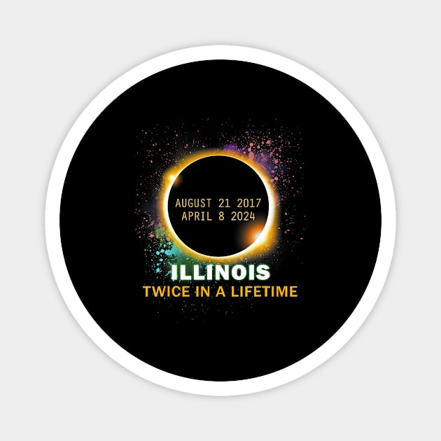 Illinois Total Solar Eclipse Twice In A Lifetime 2024 Magnet by Diana-Arts-C